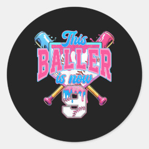 Sticker Rond Ce Baller est maintenant 9 Ice Cream Driam Basebal