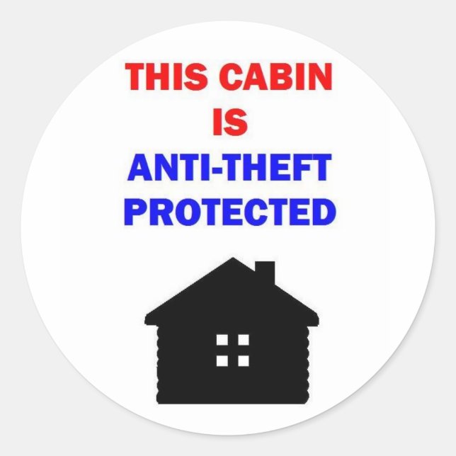 Sticker Rond Ce Cabine est protégé contre le vol (Devant)
