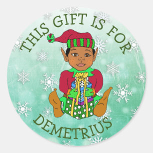 Sticker Rond Ce cadeau est pour, fille Elf avec le cadeau