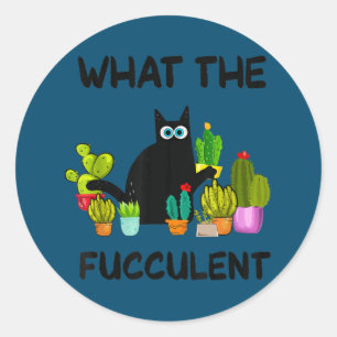 Sticker Rond Ce Fucculte Plante Femme Drôle Cactus Chat
