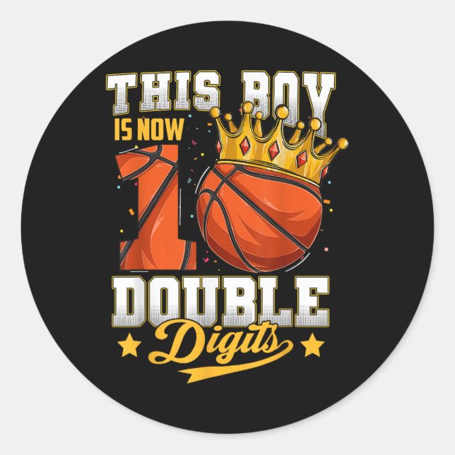 Sticker Rond Ce Garçon Double Chiffres Dix Basket 10 Ans (Devant)