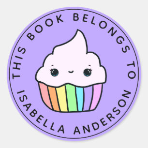 Sticker Rond Ce Livre Appartient À Cupcake Bookplate