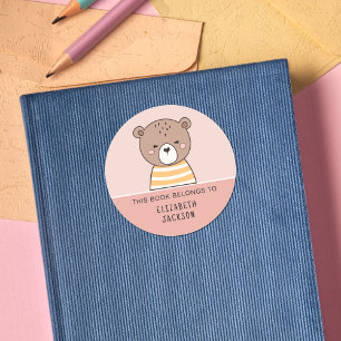 Sticker Rond Ce livre appartient à Cute woodland animaux enfant