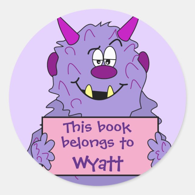 Sticker Rond Ce Livre Appartient À Jote Monster Kids Bookplate (Devant)