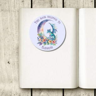 Sticker Rond Ce livre appartient à la Lavande Dragon Personnali