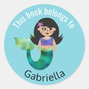 Sticker Rond Ce Livre Appartient À La Sirène Latine Personnalis