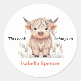 Sticker Rond Ce Livre Appartient À La Vache Moderne Des Hautes 
