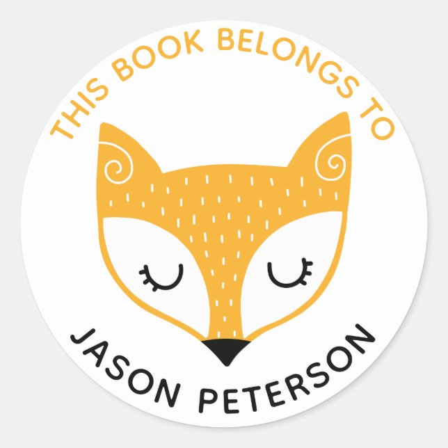 Sticker Rond Ce livre appartient au Fox mignon de région boisée (Devant)