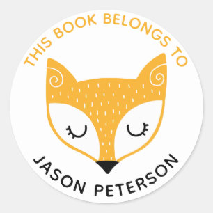 Sticker Rond Ce livre appartient au Fox mignon de région boisée