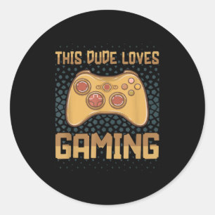 Sticker Rond Ce Mec Aime Jouer Amusant Joueur Citer Vidéo Gam