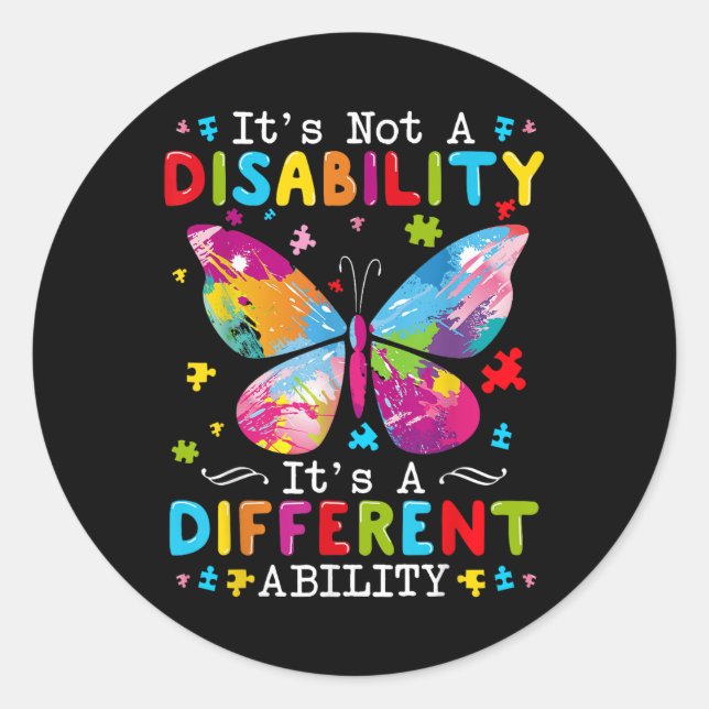 Sticker Rond Ce N'Est Pas Un Handicap C'Est Une Capacité Différ (Devant)