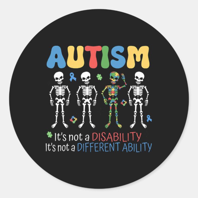 Sticker Rond Ce n'est pas un handicap, une capacité différente, (Devant)