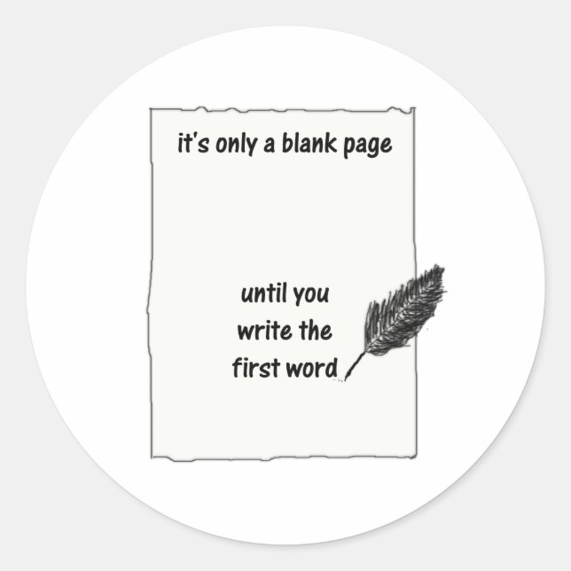 Sticker Rond Ce n'est qu'une page vierge... (Devant)