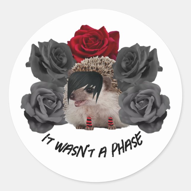 Sticker Rond Ce n'était pas une phase Emo Hedgehog (Devant)