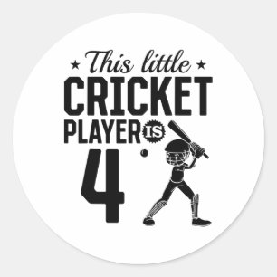 Sticker Rond Ce petit joueur de cricket a 4 ans - 4e anniversai