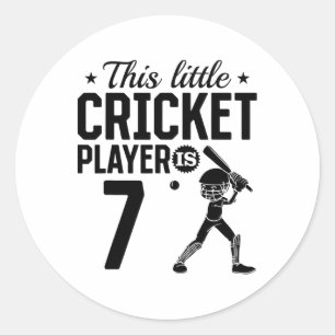 Sticker Rond Ce petit joueur de cricket a 7 ans - 7e anniversai