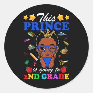 Sticker Rond Ce prince va en 2e année Rentrée scolaire A