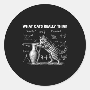 Sticker Rond Ce que les chats pensent vraiment Drôle de physiqu