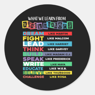 Sticker Rond Ce que nous apprenons de l'histoire noire de l'Amé