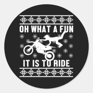 Sticker Rond Ce Qui Est Amusant Est De Circuler Vélo De Noël Vi