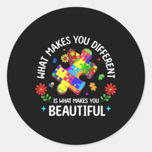 Sticker Rond Ce Qui Fait De Vous Différents Beaux Puzzle Autism