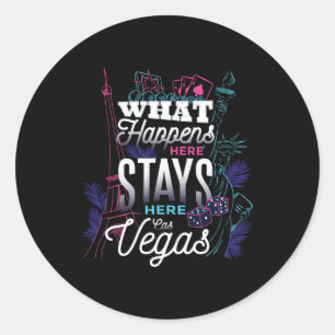 Sticker Rond Ce Qui Se Passe À Las Vegas Funny Casino