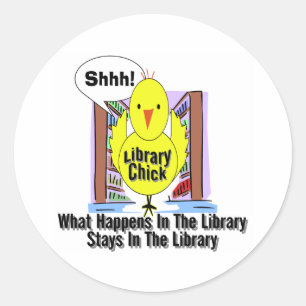Sticker Rond Ce qui se produit dans la bibliothèque…