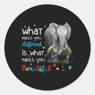 Sticker Rond Ce qui vous rend différents Elephant Maman Autisme