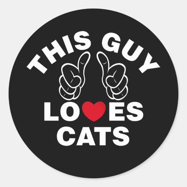 STICKER ROND CE TYPE AIME LES CHATS (Devant)