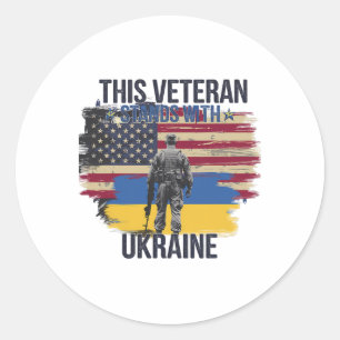Sticker Rond Ce vétéran se tient avec l'Ukraine 15 