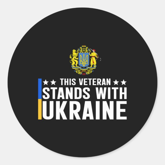 Sticker Rond Ce vétéran se tient avec l'Ukraine 5  (Devant)