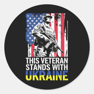 Sticker Rond Ce vétéran se tient avec l'Ukraine 7 