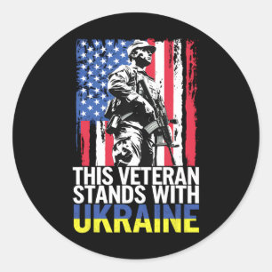 Sticker Rond Ce vétéran se tient avec l'Ukraine 8 