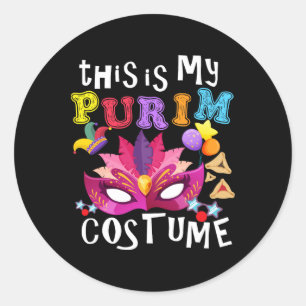Sticker Rond Ceci Est Mon Costume Purim Juif Purim Cadeau