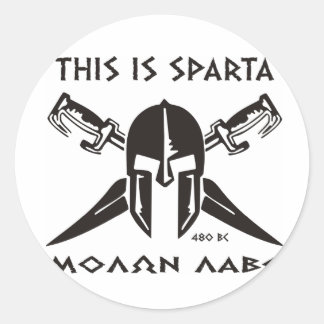 Sticker Rond Ceci est Sparta - Molon lave (noir)