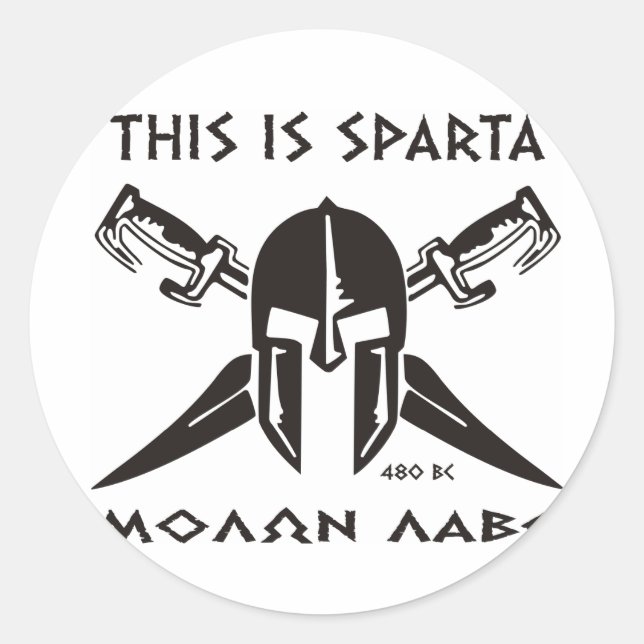 Sticker Rond Ceci est Sparta - Molon lave (noir) (Devant)