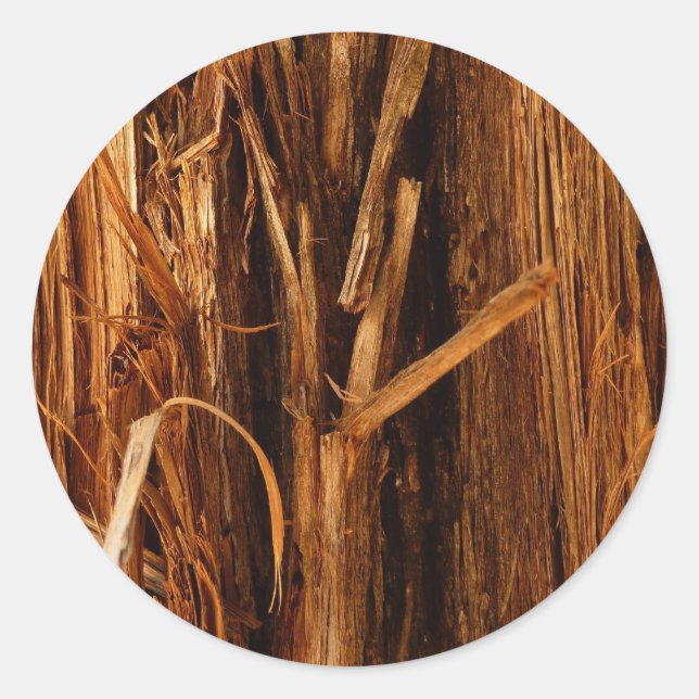 Sticker Rond Cèdre texturé en écorce de bois (Devant)