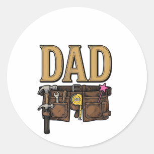Sticker Rond Ceinture à outils Papa Vintage Fête des Pères