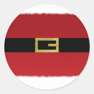 Sticker Rond Ceinture du Père Noël rouge et fourrure blanche No