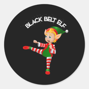 Sticker Rond Ceinture noire Elf-taekwondo, Karaté, Jui Jitsu, K
