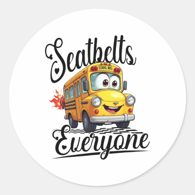 Sticker Rond Ceintures de sécurité drôles de retour à l'école p (Devant)
