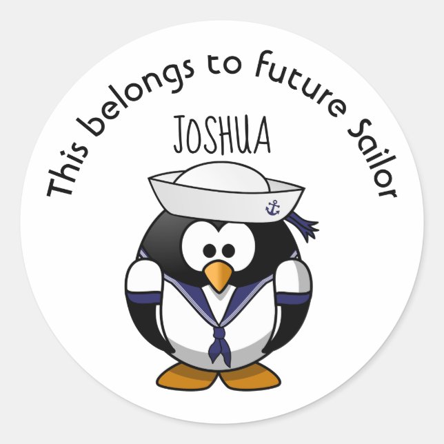 Sticker Rond Cela appartient à futur marin (Devant)