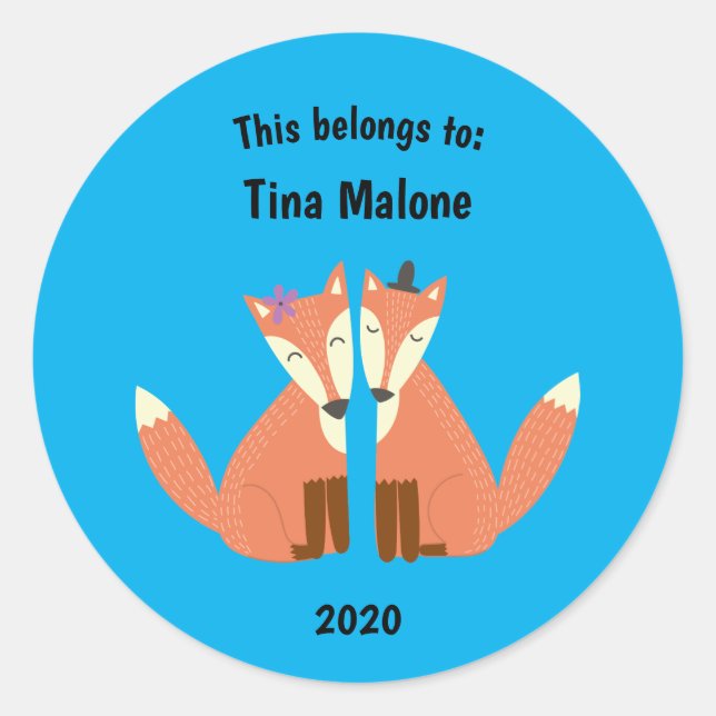 Sticker Rond Cela appartient à la rentrée scolaire Flirter Foxe (Devant)