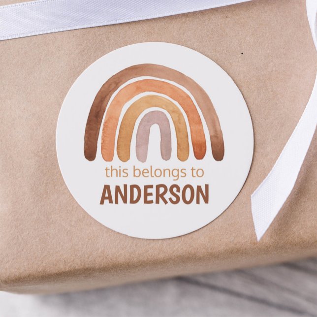 Sticker Rond "Cela Appartient À..." Nom de l'arc-en-ciel de la  (Créateur téléchargé)