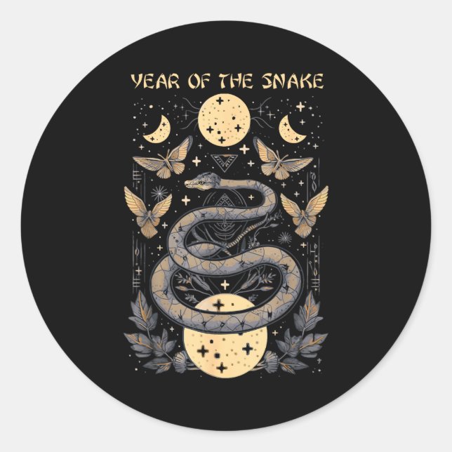 Sticker Rond Celebrate Chinese New Year Of The Snake 2025 Moon  (Devant)