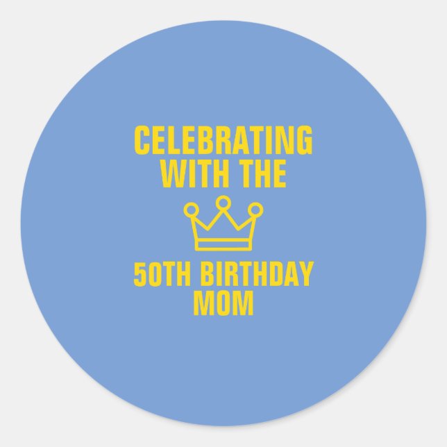 Sticker Rond Célébration avec le 50e anniversaire maman texte o (Devant)