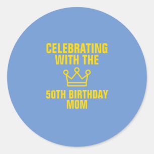 Sticker Rond Célébration avec le 50e anniversaire maman texte o