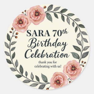 Sticker Rond Célébration d'anniversaire floral