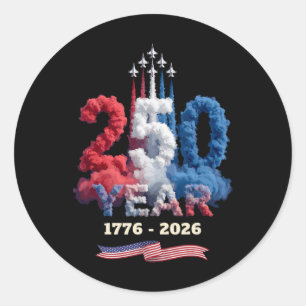 Sticker Rond Célébration de 250 ans 1776 2026 Fierté américaine