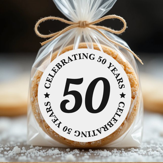 Sticker Rond Célébration de 50 ans Cinquante-cinquième annivers (Celebrating 50 Years Fifty 50th Birthday Classic Round Sticker
)